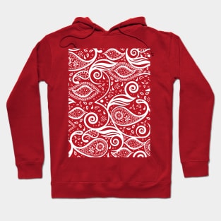 Paisley Bohemian Breeze Art - White and Red Hoodie